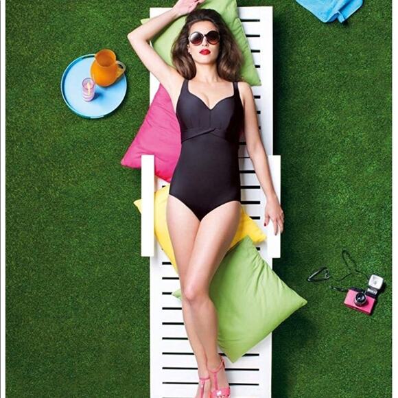 NWOT Panache underwire support black one piece swim XL 38F - Picture 1 of 8